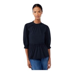 Scoop  Black Women's Blouse with 3/4 Flutter Sleeves